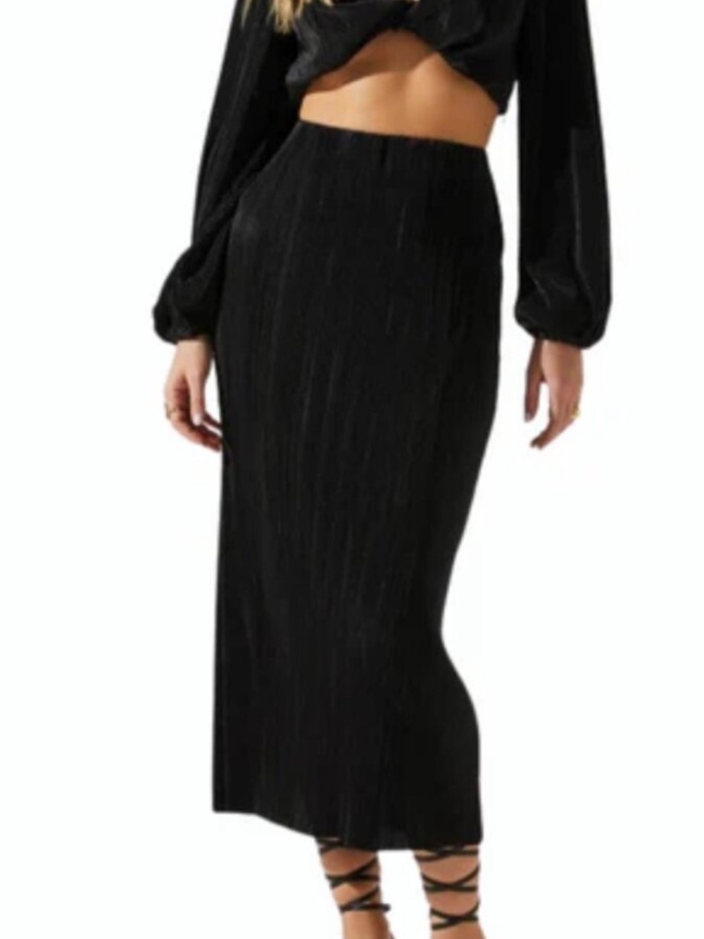 ASTR the label Women’s size S Cataleya Black Ribbed Midi Skirt, Slit, night out